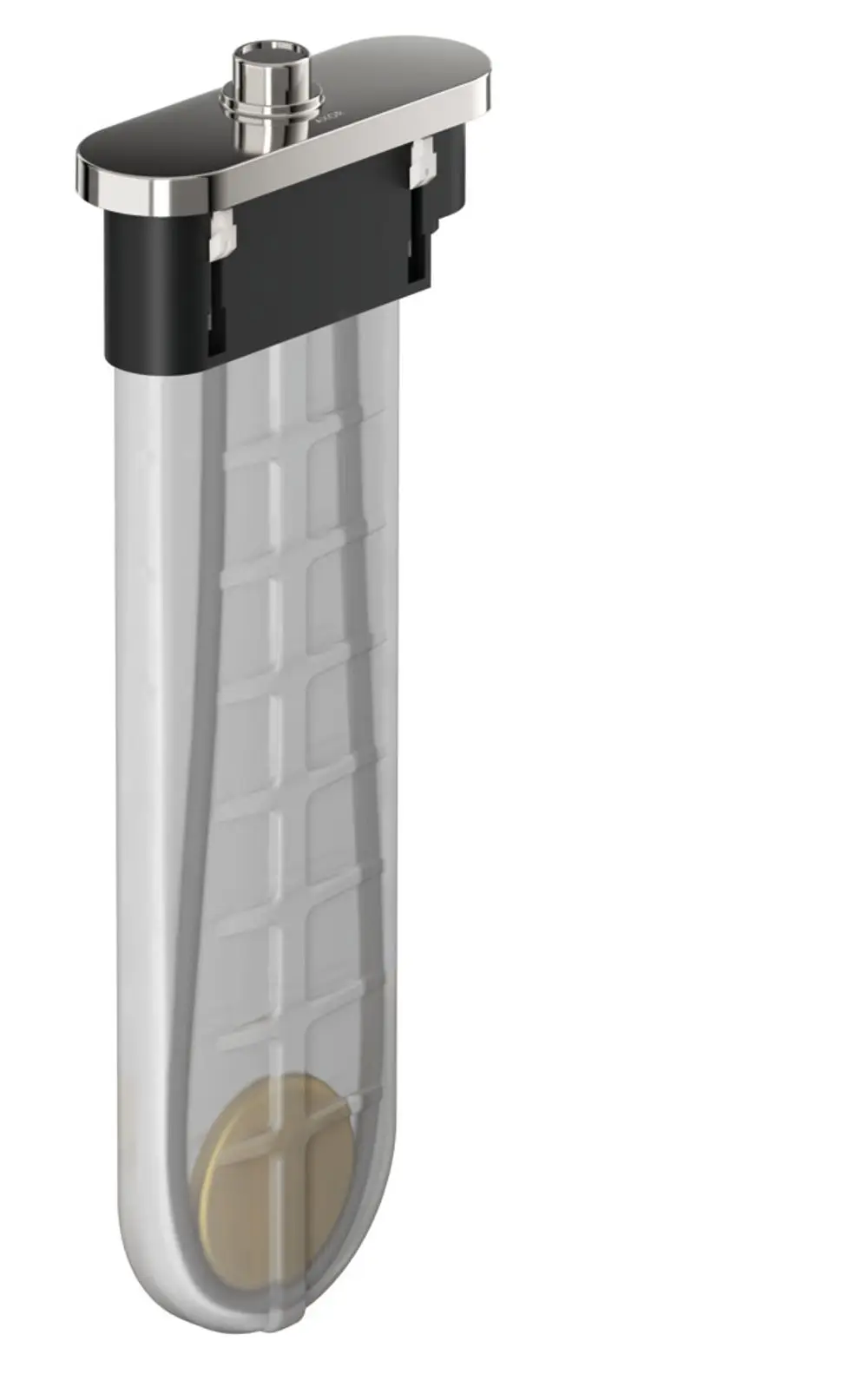 Produkt mit ovalem Design in einer Brushed Bronze Oberflächenbehandlung. Entwurf von Hansgrohe, geeignet für die Integration in Badezimmerinstallationen.